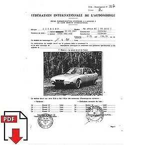 1975 Citroen CX 2200 (MA série MC) FIA homologation form PDF download